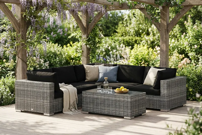 Bahamas utomhus hörnsoffa 5-sits vändbar med bord - Grå - Utemöbler & utemiljö - Loungemöbler - Loungeset & loungegrupp