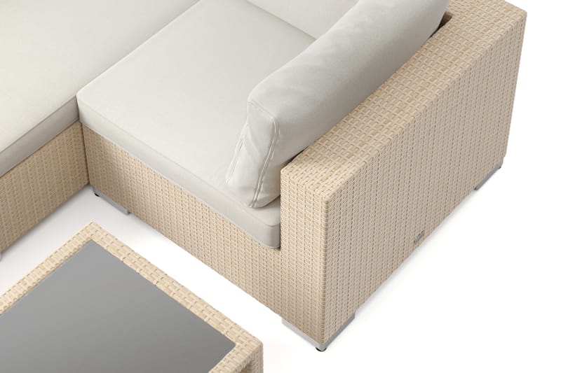 Bahamas utomhus hörnsoffa 5-sits vändbar och bord med hylla - Beige - Utemöbler & utemiljö - Loungemöbler - Loungeset & loungegrupp