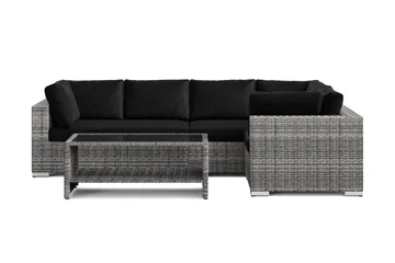 Bahamas utomhus hörnsoffa 5-sits vändbar och bord med hylla - Grå - Utemöbler & utemiljö - Loungemöbler - Loungeset & loungegrupp