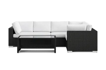 Bahamas utomhus hörnsoffa 5-sits vändbar och bord med hylla - Svart - Utemöbler & utemiljö - Loungemöbler - Loungeset & loungegrupp