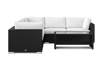 Bahamas utomhus hörnsoffa 5-sits vändbar och bord med hylla - Svart - Utemöbler & utemiljö - Loungemöbler - Loungeset & loungegrupp