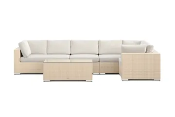 Bahamas utomhus hörnsoffa 6-sits vändbar med bord - Beige - Utemöbler & utemiljö - Loungemöbler - Loungeset & loungegrupp