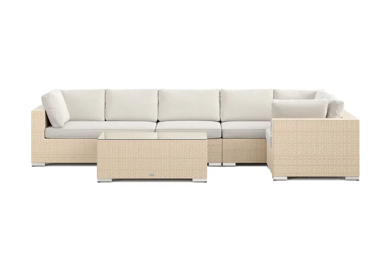 Bahamas utomhus hörnsoffa 6-sits vändbar med bord - Beige - Utemöbler & utemiljö - Loungemöbler - Loungeset & loungegrupp