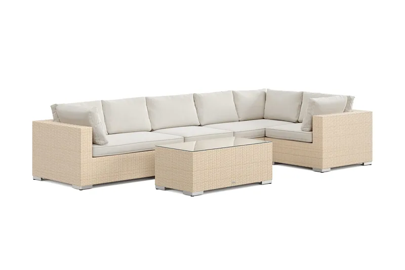 Bahamas utomhus hörnsoffa 6-sits vändbar med bord, Beige