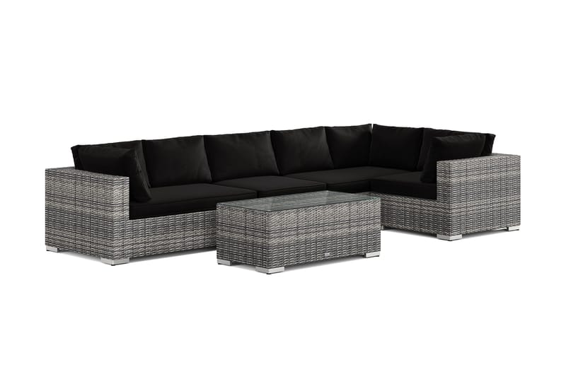 Bahamas utomhus hörnsoffa 6-sits vändbar med bord, Grå