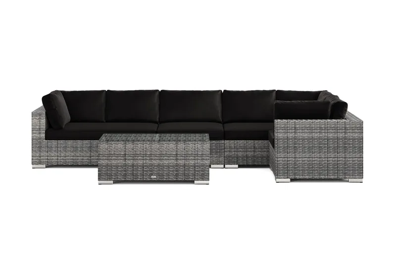 Bahamas utomhus hörnsoffa 6-sits vändbar med bord - Grå - Utemöbler & utemiljö - Loungemöbler - Loungeset & loungegrupp