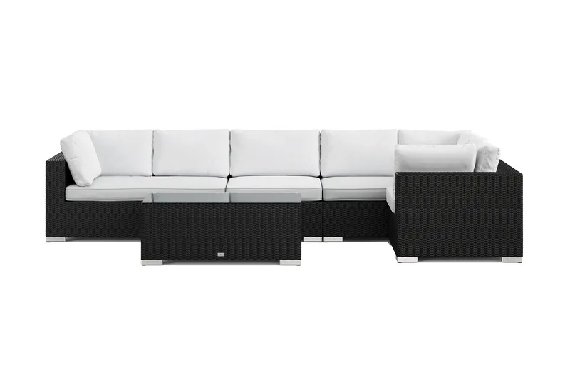 Bahamas utomhus hörnsoffa 6-sits vändbar med bord - Svart - Utemöbler & utemiljö - Loungemöbler - Loungeset & loungegrupp