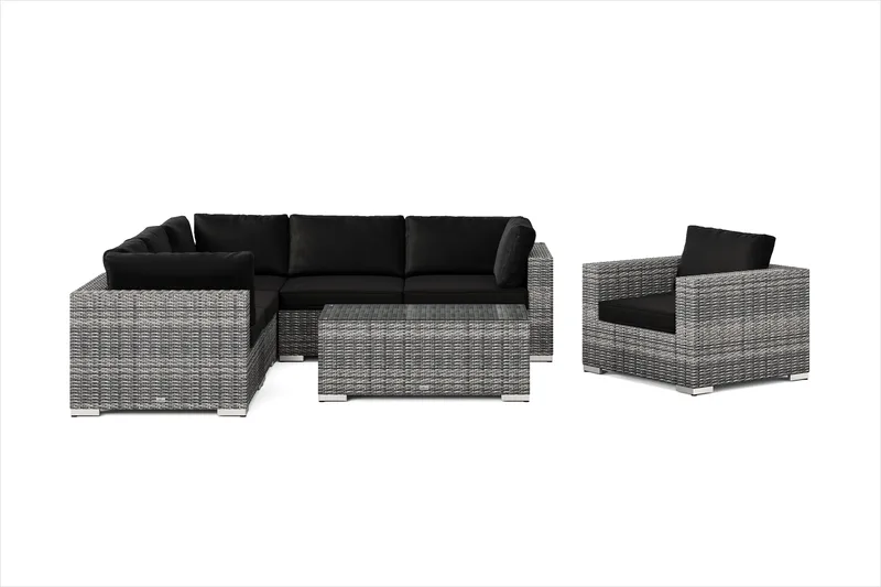 Bahamas utomhus hörnsoffa 6-sits vändbar med fåtölj och bord - Grå - Utemöbler & utemiljö - Loungemöbler - Loungeset & loungegrupp