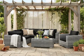 Bahamas utomhus hörnsoffa 6-sits vändbar med fåtölj och bord - Grå - Utemöbler & utemiljö - Loungemöbler - Loungeset & loungegrupp