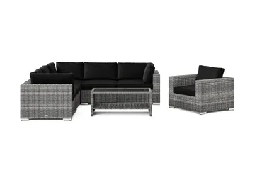 Bahamas utomhus hörnsoffa 6-sits vändbar med fåtölj och bord med hylla - Grå - Utemöbler & utemiljö - Loungemöbler - Loungeset & loungegrupp