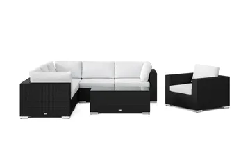 Bahamas utomhus hörnsoffa 6-sits vändbar med fåtölj och bord - Svart - Utemöbler & utemiljö - Loungemöbler - Loungeset & loungegrupp