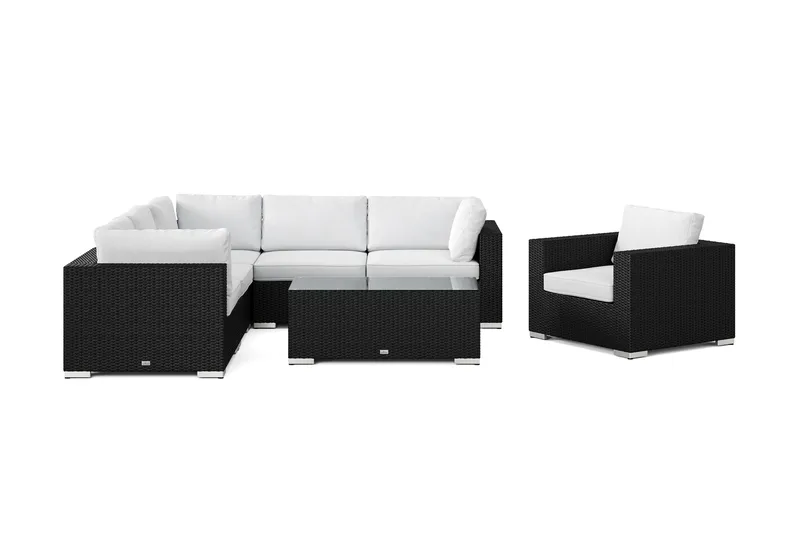 Bahamas utomhus hörnsoffa 6-sits vändbar med fåtölj och bord - Svart - Utemöbler & utemiljö - Loungemöbler - Loungeset & loungegrupp