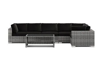 Bahamas utomhus hörnsoffa 6-sits vändbar och bord med hylla - Grå - Utemöbler & utemiljö - Loungemöbler - Loungeset & loungegrupp