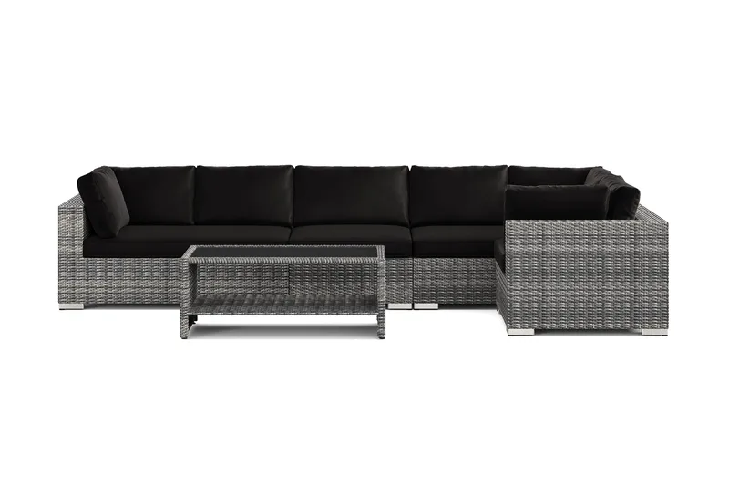 Bahamas utomhus hörnsoffa 6-sits vändbar och bord med hylla - Grå - Utemöbler & utemiljö - Loungemöbler - Loungeset & loungegrupp