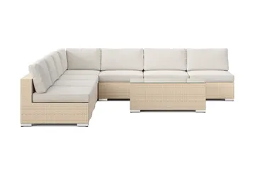 Bahamas utomhus hörnsoffa 7-sits vändbar med öppet avslut och bord - Beige - Utemöbler & utemiljö - Loungemöbler - Loungeset & loungegrupp