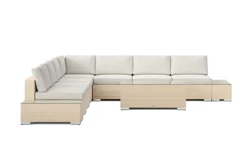 Bahamas utomhus hörnsoffa 7-sits vändbar med öppet avslut och bord - Beige - Utemöbler & utemiljö - Loungemöbler - Loungeset & loungegrupp