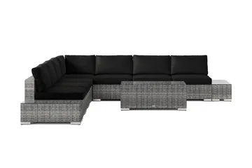 Bahamas utomhus hörnsoffa 7-sits vändbar med öppet avslut och bord - Grå - Utemöbler & utemiljö - Loungemöbler - Loungeset & loungegrupp