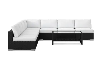 Bahamas utomhus hörnsoffa 7-sits vändbar med öppet avslut och bord med hylla - Svart - Utemöbler & utemiljö - Loungemöbler - Loungeset & loungegrupp
