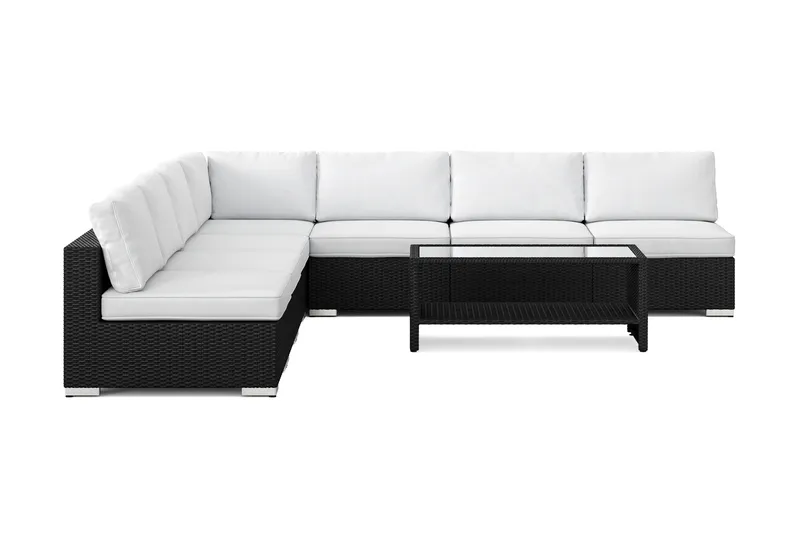 Bahamas utomhus hörnsoffa 7-sits vändbar med öppet avslut och bord med hylla - Svart - Utemöbler & utemiljö - Loungemöbler - Loungeset & loungegrupp