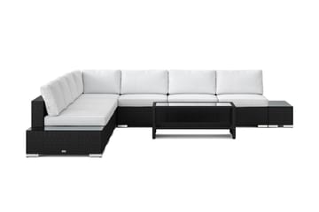 Bahamas utomhus hörnsoffa 7-sits vändbar med öppet avslut och bord med hylla - Svart - Utemöbler & utemiljö - Loungemöbler - Loungeset & loungegrupp