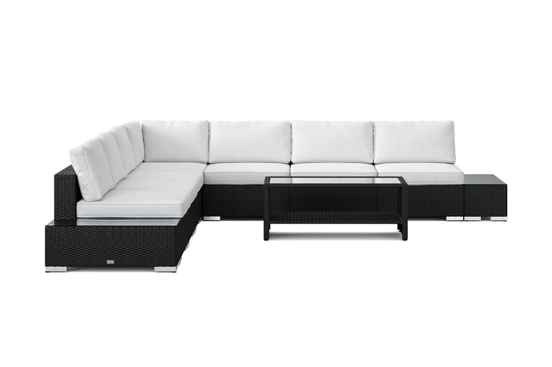 Bahamas utomhus hörnsoffa 7-sits vändbar med öppet avslut och bord med hylla - Svart - Utemöbler & utemiljö - Loungemöbler - Loungeset & loungegrupp