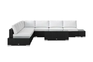 Bahamas utomhus hörnsoffa 7-sits vändbar med öppet avslut och bord - Svart - Utemöbler & utemiljö - Loungemöbler - Loungeset & loungegrupp