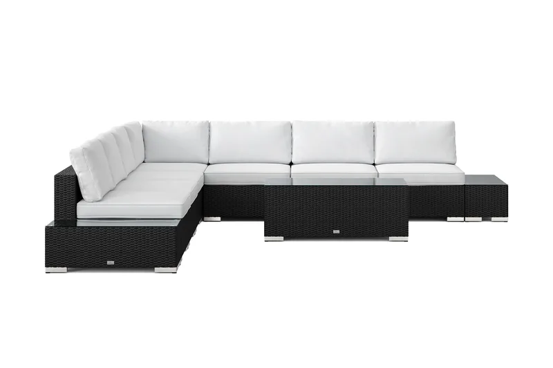 Bahamas utomhus hörnsoffa 7-sits vändbar med öppet avslut och bord - Svart - Utemöbler & utemiljö - Loungemöbler - Loungeset & loungegrupp