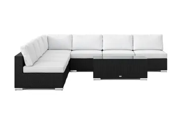Bahamas utomhus hörnsoffa 7-sits vändbar med öppet avslut och bord - Svart - Utemöbler & utemiljö - Loungemöbler - Loungeset & loungegrupp