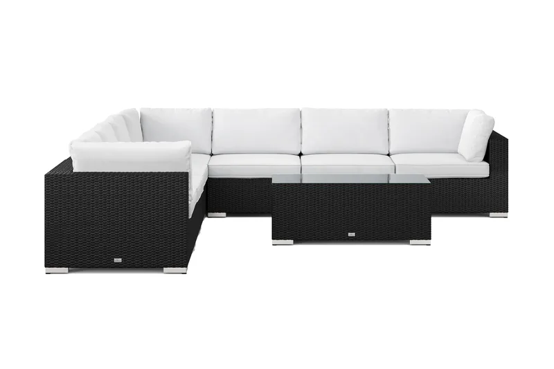 Bahamas utomhus hörnsoffa 7-sits vändbar med bord - Svart - Utemöbler & utemiljö - Loungemöbler - Loungeset & loungegrupp