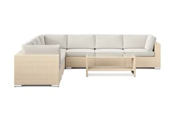 Bahamas utomhus hörnsoffa 7-sits vändbar och bord med hylla - Beige - Utemöbler & utemiljö - Loungemöbler - Loungeset & loungegrupp