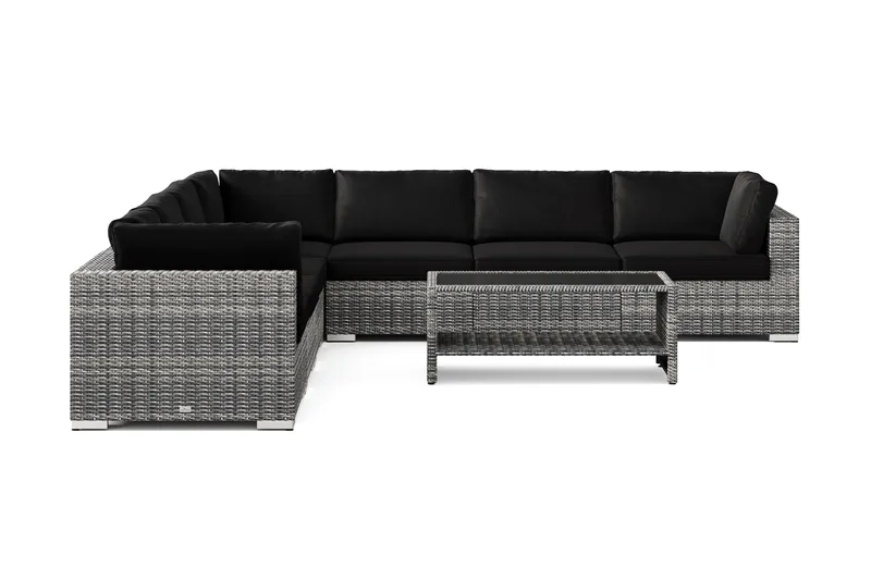 Bahamas utomhus hörnsoffa 7-sits vändbar och bord med hylla - Grå - Utemöbler & utemiljö - Loungemöbler - Loungeset & loungegrupp