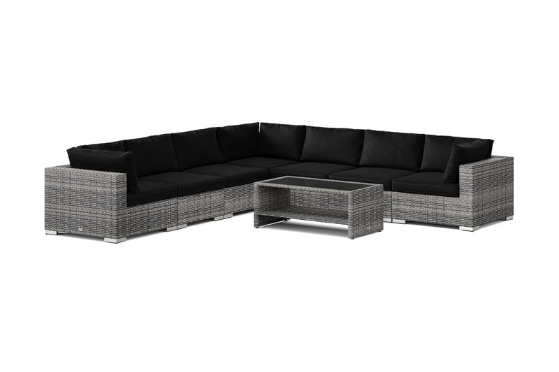 Bahamas utomhus hörnsoffa 7-sits vändbar och bord med hylla, Grå