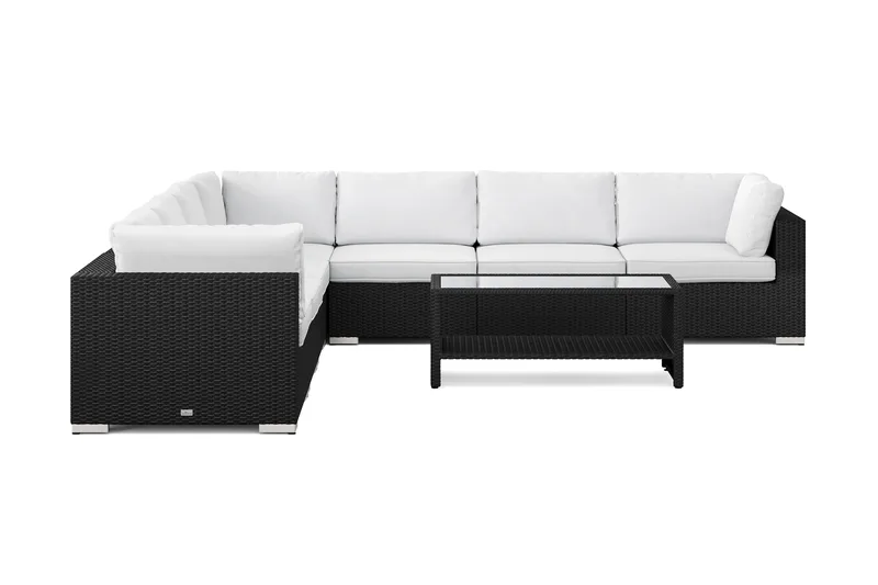 Bahamas utomhus hörnsoffa 7-sits vändbar och bord med hylla - Svart - Utemöbler & utemiljö - Loungemöbler - Loungeset & loungegrupp