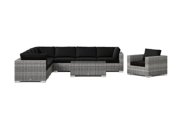 Bahamas utomhus hörnsoffa 8-sits vändbar med fåtölj och bord - Grå - Utemöbler & utemiljö - Loungemöbler - Loungeset & loungegrupp