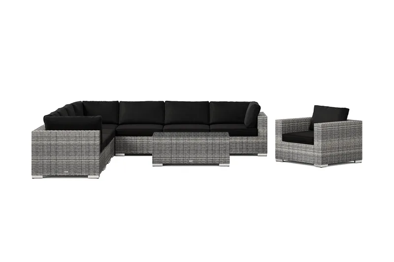 Bahamas utomhus hörnsoffa 8-sits vändbar med fåtölj och bord - Grå - Utemöbler & utemiljö - Loungemöbler - Loungeset & loungegrupp