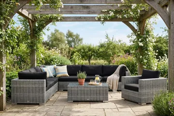 Bahamas utomhus hörnsoffa 8-sits vändbar med fåtölj och bord - Grå - Utemöbler & utemiljö - Loungemöbler - Loungeset & loungegrupp