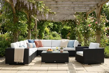 Bahamas utomhus hörnsoffa 8-sits vändbar med fåtölj och bord - Svart - Utemöbler & utemiljö - Loungemöbler - Loungeset & loungegrupp