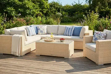 Bahamas utomhus L-soffa höger 7-sits med fåtölj och bord - Beige - Utemöbler & utemiljö - Loungemöbler - Loungeset & loungegrupp
