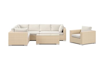 Bahamas utomhus L-soffa höger 7-sits med fåtölj och bord - Beige - Utemöbler & utemiljö - Loungemöbler - Loungeset & loungegrupp