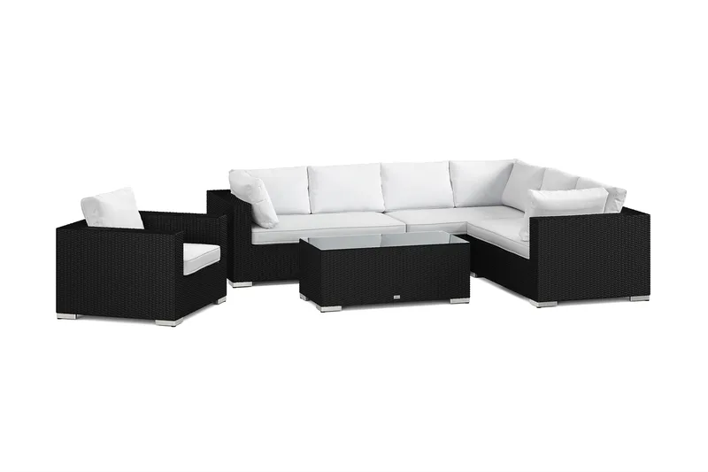 Bahamas utomhus L-soffa höger 7-sits med fåtölj och bord - Svart - Utemöbler & utemiljö - Loungemöbler - Loungeset & loungegrupp