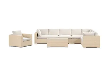Bahamas utomhus L-soffa höger 8-sits med fåtölj och bord - Beige - Utemöbler & utemiljö - Loungemöbler - Loungeset & loungegrupp