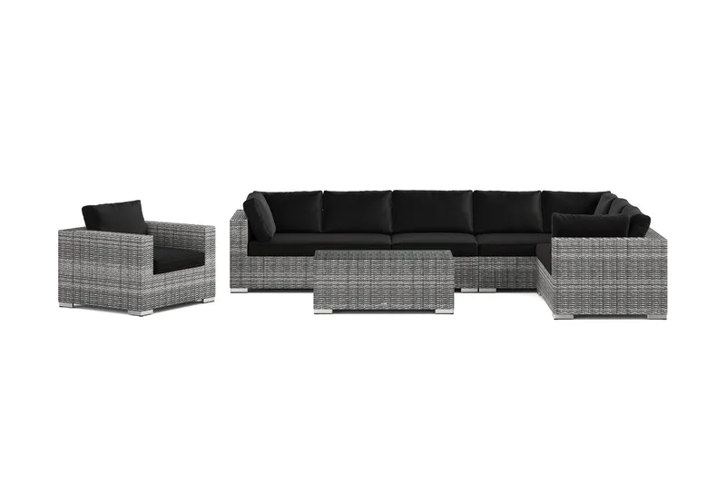 Bahamas utomhus L-soffa höger 8-sits med fåtölj och bord - Grå - Utemöbler & utemiljö - Loungemöbler - Loungeset & loungegrupp