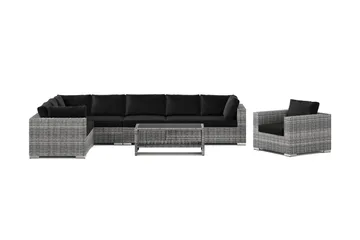 Bahamas utomhus L-soffa höger 8-sits med fåtölj och bord med hylla - Grå - Utemöbler & utemiljö - Loungemöbler - Loungeset & loungegrupp