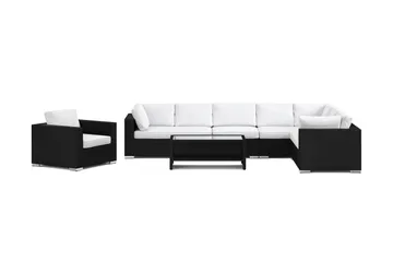 Bahamas utomhus L-soffa höger 8-sits med fåtölj och bord med hylla - Svart - Utemöbler & utemiljö - Loungemöbler - Loungeset & loungegrupp