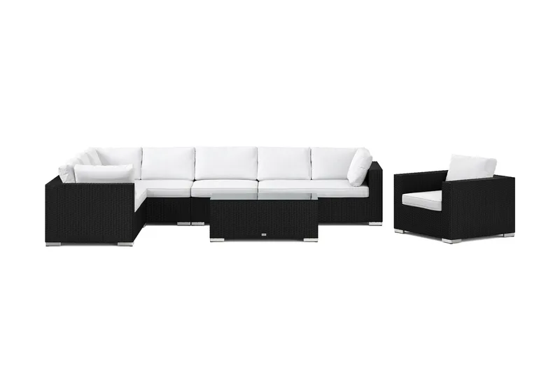 Bahamas utomhus L-soffa höger 8-sits med fåtölj och bord - Svart - Utemöbler & utemiljö - Loungemöbler - Loungeset & loungegrupp