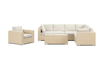 Bahamas utomhus L-soffa vänster 7-sits med fåtölj och bord - Beige - Utemöbler & utemiljö - Loungemöbler - Loungeset & loungegrupp