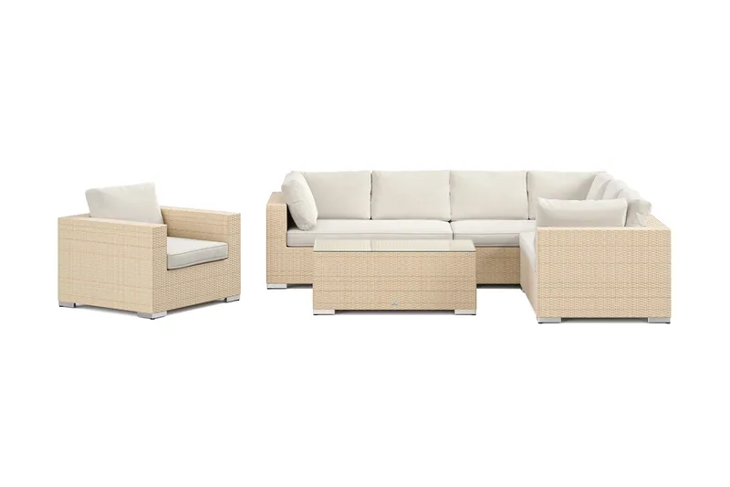 Bahamas utomhus L-soffa v änster 7-sits med fåtölj och bord - Beige - Utemöbler & utemiljö - Loungemöbler - Loungeset & loungegrupp