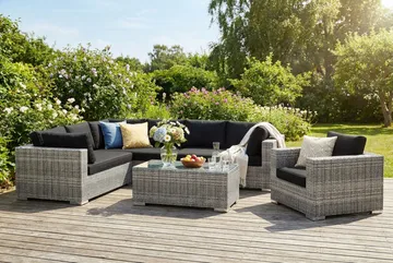 Bahamas utomhus L-soffa vänster 7-sits med fåtölj och bord - Grå - Utemöbler & utemiljö - Loungemöbler - Loungeset & loungegrupp