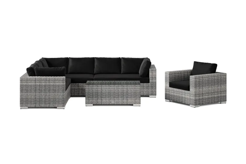 Bahamas utomhus L-soffa vänster 7-sits med fåtölj och bord - Grå - Utemöbler & utemiljö - Loungemöbler - Loungeset & loungegrupp