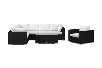 Bahamas utomhus L-soffa vänster 7-sits med fåtölj och bord - Svart - Utemöbler & utemiljö - Loungemöbler - Loungeset & loungegrupp